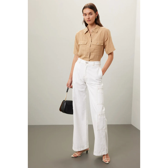 Hudson High-Rise‎ Welt Pocket Cargo Wide Leg Jean White Sz 24 - Picture 2 of 15